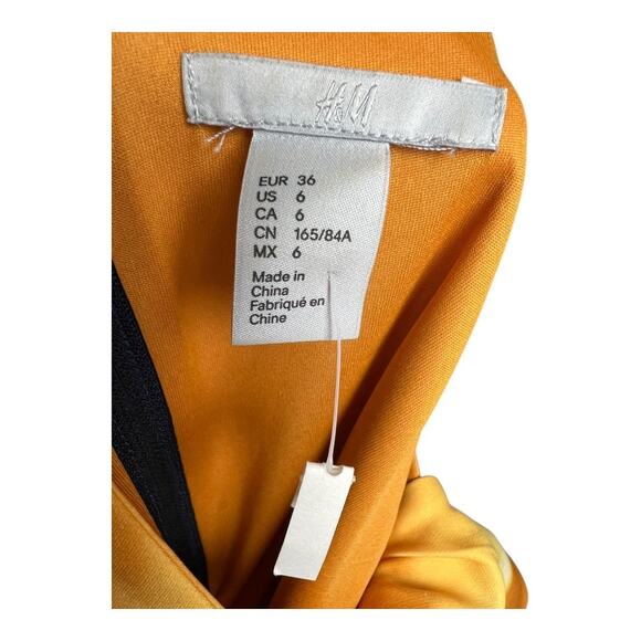 H&M Ombre Pencil Dress Twist Neck Yellow Blue 6 NWOT Fitted Column Career Brunch - Picture 3 of 4